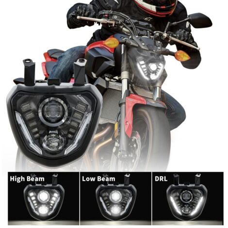 Phare à LED FZ07 MT-07 FZ-07 14-17 IP67 étanche plug & play canbus 92W Réel - XENLED - 6000Lms - Yamaha