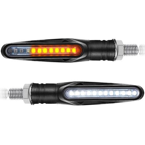 Clignotants + Veilleuse blanche LED défilant Moto Barre séquentielle PM12LED-WHITE