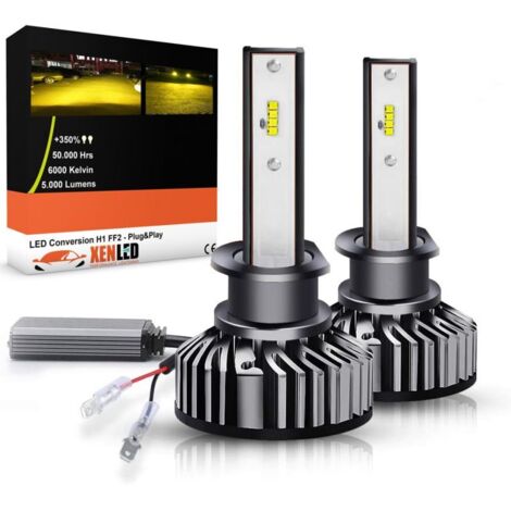Kit 2 Ampoules LED H1 Vintage - Véhicule ancien - FF2 Ventilée - Taille mini - Éclairage jaune - La paire (1/5)
