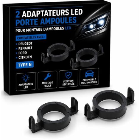 2 Adaptateurs LED Porte Ampoules PEUGEOT RENAULT FORD CITROEN - Type N (1/5)