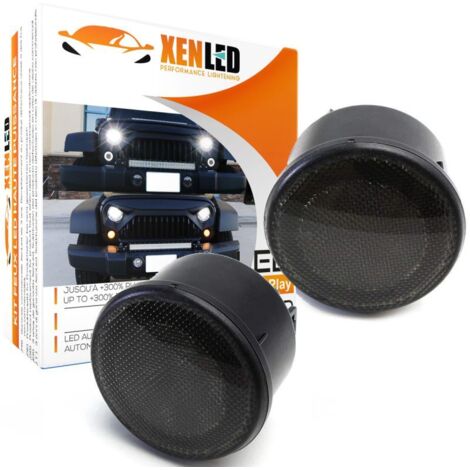 Clignotants + Feux de jour LED Jeep Wrangler JK (07-18) - Fumé - LED Rondes (1/5)