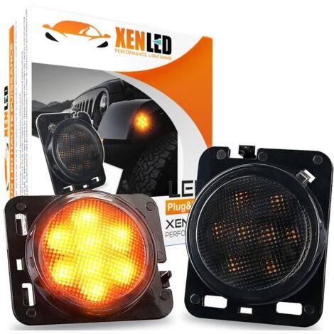 Clignotants latéraux LED Jeep Wrangler JK JKU Rubicon Unlimited (2007 à 2018) - Version Fumée - Répétiteur CANBUS (1/5)