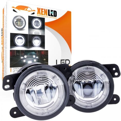 2x Anti-brouillard + Feux de jour LED Jeep Wrangler JK, Grand Cherokee, Dodge Charger et Journey - ROUND (1/5)