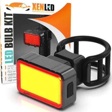 Feu Arrière LED Vélo Carré, Détection de freinage automatique, étanche, BK820G - Fixation Cadre