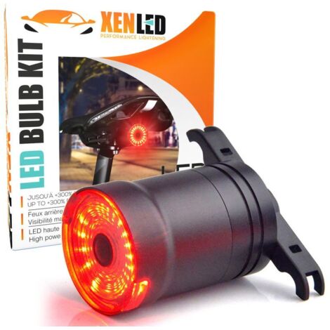Feu Arrière LED Vélo, Intelligent, Détection de freinage automatique, étanche, USB - Fixation Selle