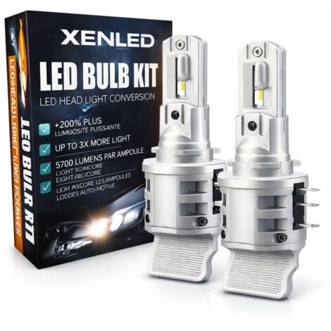 2 x Ampoules H15 LED 15/55W EasyLite 8000Lms CANBUS - Puissant 12V 20W PGJ23t-1 (1/5)