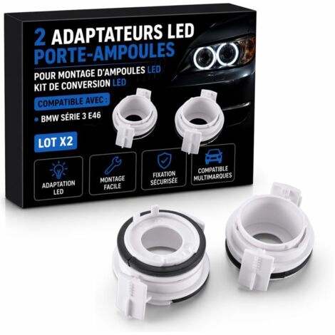 2 Adaptateurs LED porte-ampoules compatibles BMW Série 3 E46 - Lot x2 - Montage facile kit de conversion LED (1/4)