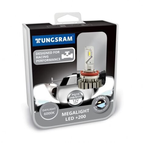 Kit LED H8 H11 12V 24W PGJ19 Megalight LED +200 6000K 2St Tungsram 60490 PB2