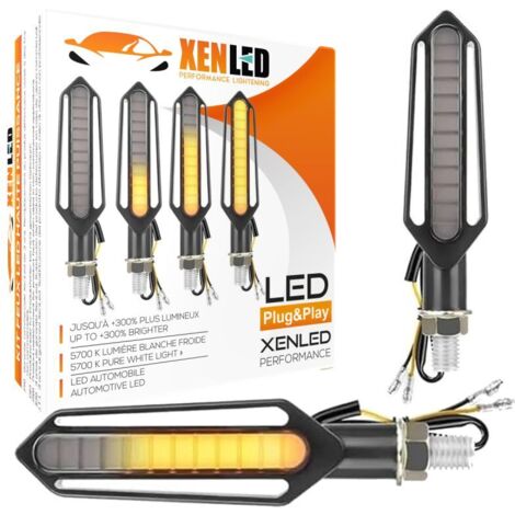 Clignotants LED défilants Emark Moto séquentielle XenLED V4.0 - La paire - 12V - Homologués ECE