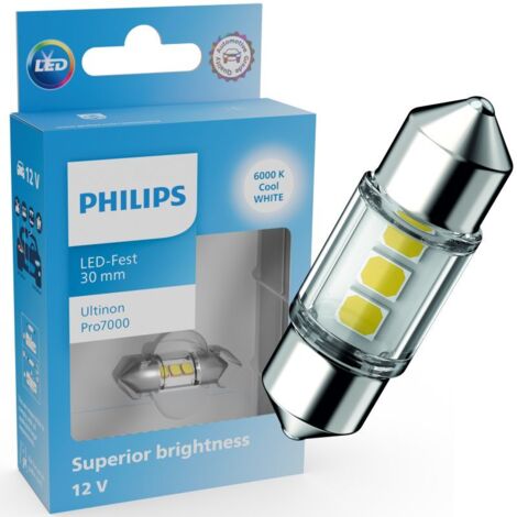 Ampoule C3W LED Ultinon Pro7000 Blanc Froid 12V - Philips 11860CU70X1 - LED Navette 30mm