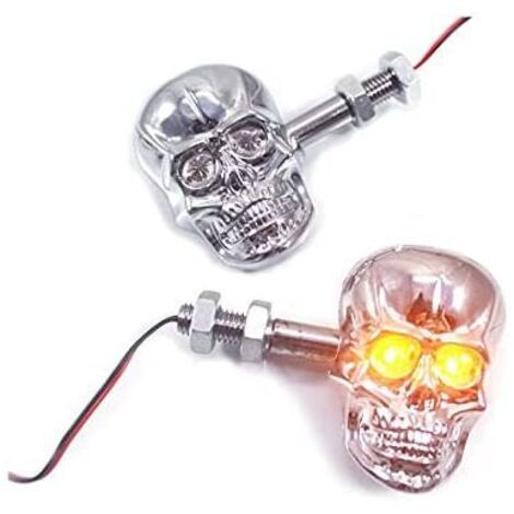 Pack de 2 Clignotants LED Skull Moto Style Harley - Tête de Mort - Chopper (1/3)