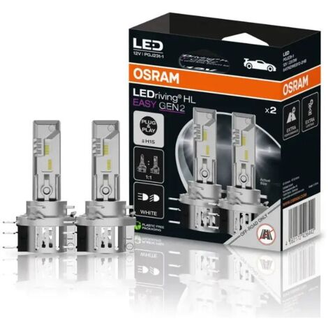 2x ampoules LED H15 OSRAM LEDriving EASY Gen2 - 12V 23/3W 64176DWESY2-2HB - PGJ23t-1