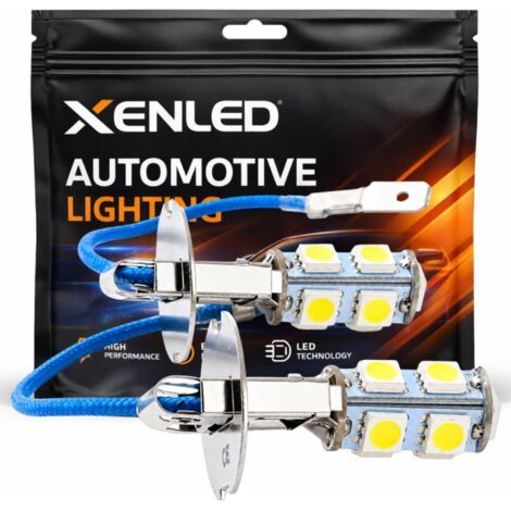 2 x Ampoules H3 LED SMD 9 LED BLANC - 12V - Lampe de voiture (1/5)