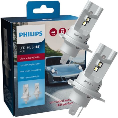2X AMPOULES H4 LED ULTINON PRO9200 PHILIPS 5800K +400% 11342U92X2 - 12/24V 18W - LED PUISSANTES - LA PAIRE (1/5)