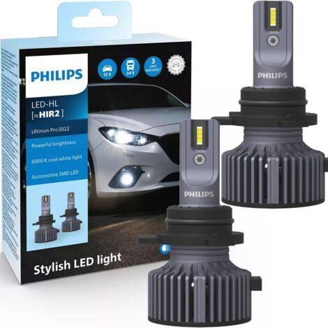 2x lampes HIR2 9012 pour éclairage avant LED Ultinon Pro3022 11012U3022X2 - Philips 12V et 24V 20W 1800lms