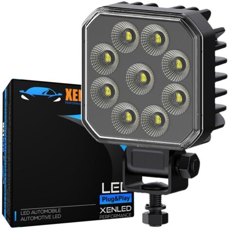 Phare additionnel LED 54W 5400Lms Dark Series 9D SQUARE - XENLED - Éclairage large et puissant Homologué R149 et R10 - LED OSRAM (1/3)