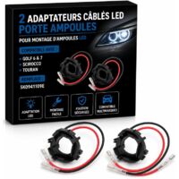 2 Adaptateurs cablés LED GOLF 6 & 7 / Scirocco / TOURAN - Porte Ampoules - Remplace 5K0941109E