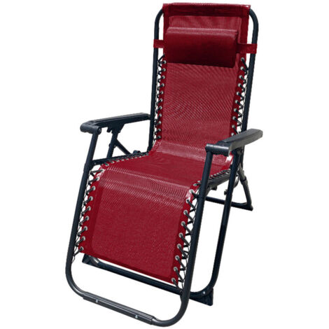 Marbueno Chaise Longue Pliable Acier Bordeaux 90x108 cm (1/3)