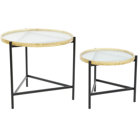 Table Auxiliaire Set 2 Verre Métal 62X62X55,5 (1/5)