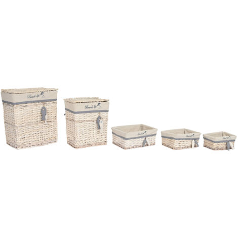 Set de basket DKD Home Decor Bleu Beige Aluminium Spirales méditerranéen 5 Pièces (1/5)