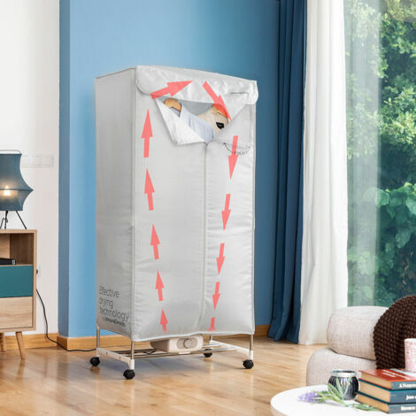 Séchoir à linge électrique portable 1200 W – 2 hauteurs – 15 kg – Silencieux – Minuterie 30-180 min – Housse amovible et lavable – Innovagoods