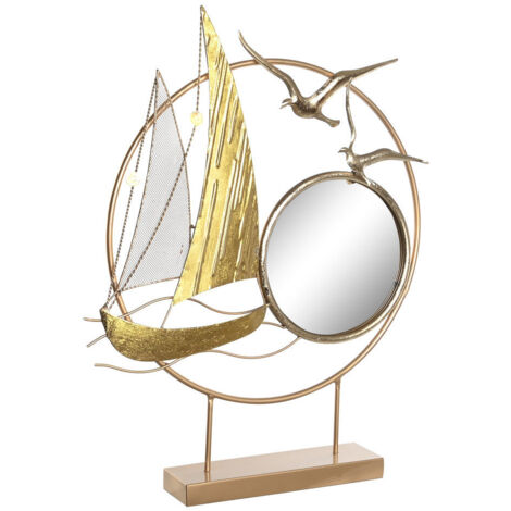 Décoration Métal Miroir 53X9X67 Voilier Doré (1/3)