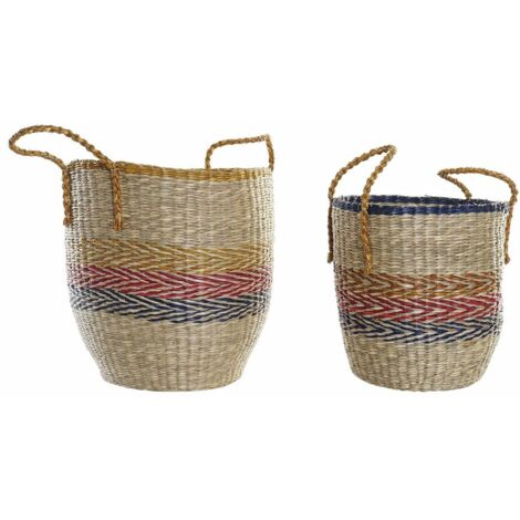 Set de basket DKD Home Decor Orange Vert Herbier marin (35 x 22 x 46 cm) (2 pcs) (1/2)