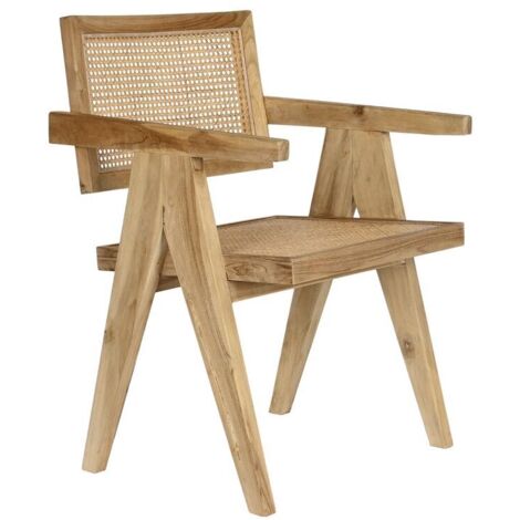 Chaise de Salle à Manger DKD Home Decor Naturel Teck Rotin (58 x 56 x 82 cm) (1/5)