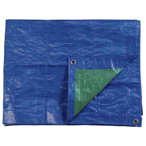 EDM Bâche de Protection Double Face 6 x 10 mètres Bleu Vert (1/2)