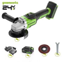 Greenworks 24V Akku-Winkelschleifer, Ø100mm Scheibe, 10500 U/min, 4Ah Akku + Ladegerät