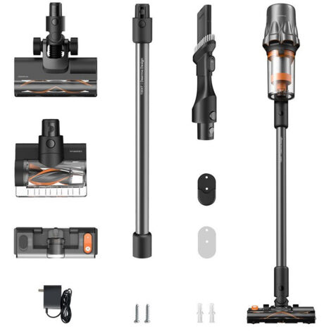 DEERMA Aspirapolvere Verticale Senza Fili 450W/45kPa - Autonomia 60min, 1L, Luce Verde Rileva Polvere + Schermo, Spazzola Multisuperficie + Antiacaro Elettrico - Antipolvere per Casa
