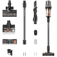DEERMA Aspirapolvere Verticale Senza Fili 450W/45kPa - Autonomia 60min, 1L, Luce Verde Rileva Polvere + Schermo, Spazzola Multisuperficie + Antiacaro Elettrico - Antipolvere per Casa