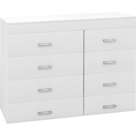 Commode à Tiroirs en Bois Blanc pour Chambre, Salle de Bain, 90x35x73 cm, Rangement Pratique (1/5)
