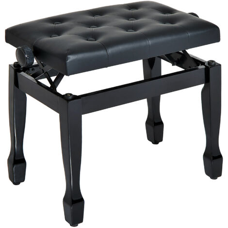 Tabouret de piano réglable en hauteur en bois massif, siège rembourré confortable et stable, capacité de charge 200 kg, design antidérapant, couleur noir. (1/5)