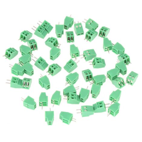 Bloc de connexion à vis universel pour PCB vert (50 unités, 2 broches, pas de 2,54 mm) (1/5)