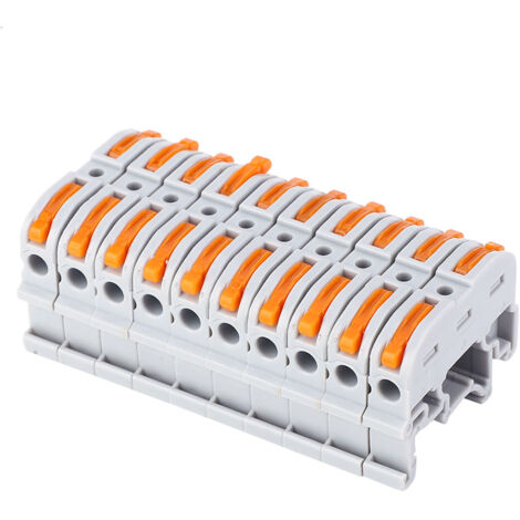Connecteur à rail DIN 10 pièces, bornier à pression pour câbles 0,2-4mm (gris clair) (1/5)