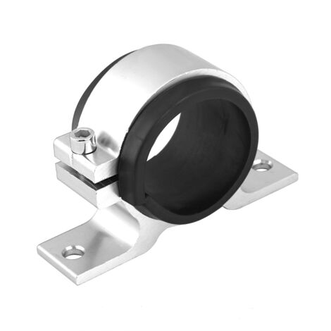 Support de pompe à carburant pour voiture - Alliage d'aluminium, 50 mm, collier de filtre unique, argenté (1/5)