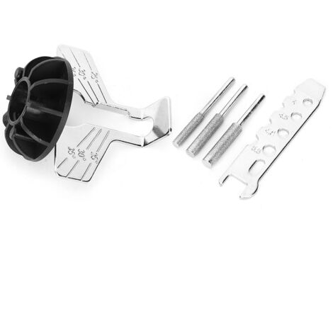 Outil de meulage pour chaîne de tronçonneuse, compatible avec affûteuse et perceuse électrique. (1/5)