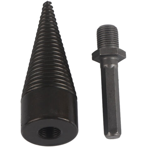Mèche à fendre le bois - Cône en acier carbone, queue hexagonale, outil de perçage (Noir, 32mm / 1.26 pouce) (1/5)