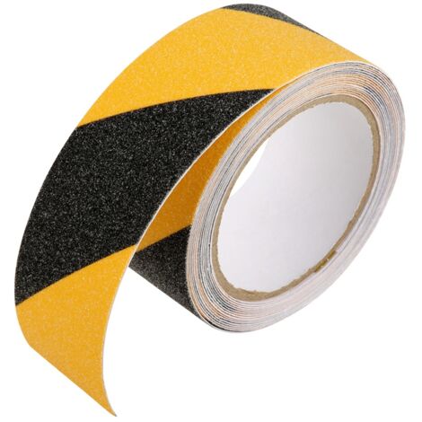 Ruban antidérapant PVC 5cm x 5m, jaune et noir, revêtement de sol de sécurité durable (1/5)