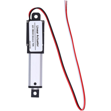 Vérin Linéaire Électrique Mini Étanche 30mm 12V DC, 8mm/s, Force 70N (1/5)