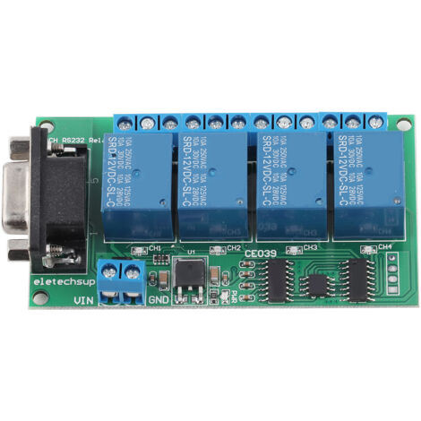 Télécommande Relais 12V pour Voiture, 4 Canaux avec Port Série DB9 RS232 UART (1/5)