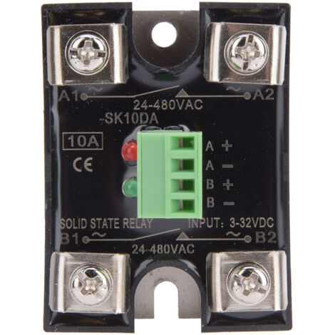 Relais à semi-conducteurs double canal, commande DC, SSR monophasé 24-480V AC 10A (1/5)