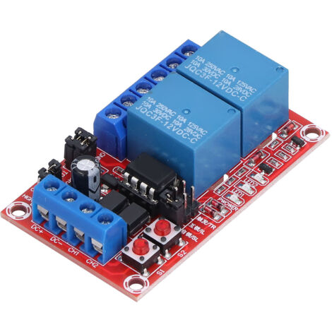 Module Relais 2 Canaux avec Verrouillage et Interverrouillage, Déclenchement Haut/Bas Niveau, 12V