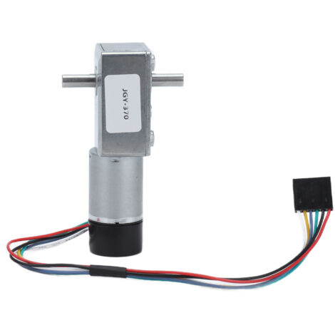 Moteur à Engrenage JGY-370 DC avec Encodeur, Arbre de Sortie Biaxial 14mm, 24 Volts (1/5)