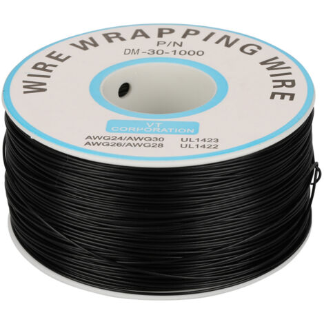 Fil de cuivre monobrin 30AWG, diamètre 0.25mm, couleur noire (1/5)
