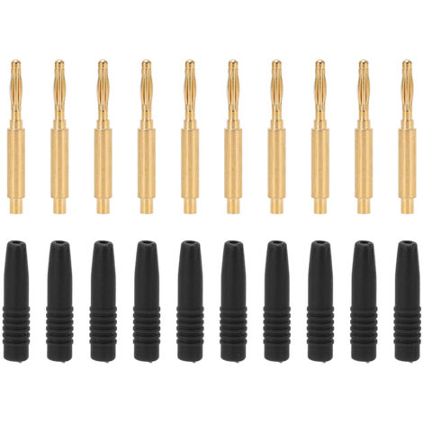 Connecteurs Banane Mâle 2mm Dorés (10 pièces) - Douilles Isolées pour Équipements de Test (Noir) (1/5)