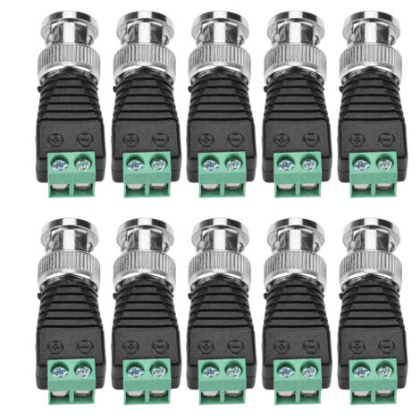 Connecteur BNC Mâle Coaxial Vert pour Caméra CCTV, Adaptateur Vidéo Balun (Lot de 10) (1/5)