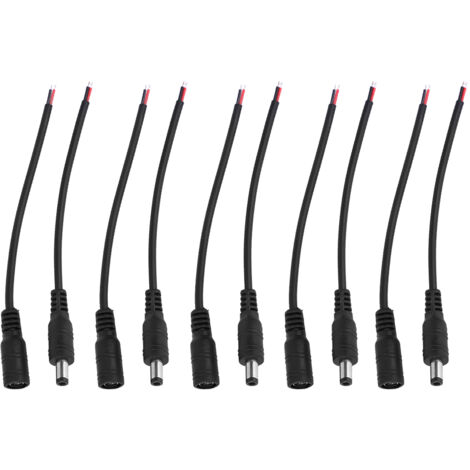 5 Paires de Connecteurs DC Mâle et Femelle avec Câble (Noir) (1/5)