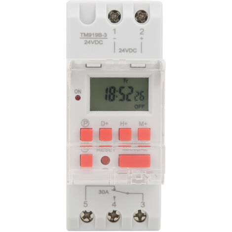 Relais programmable 24V 30A avec écran LCD - Minuterie hebdomadaire 12/24h (1/5)